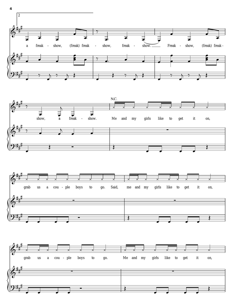 Freakshow Freakshow Piano, Vocal, Guitar scores gallery preview page 4