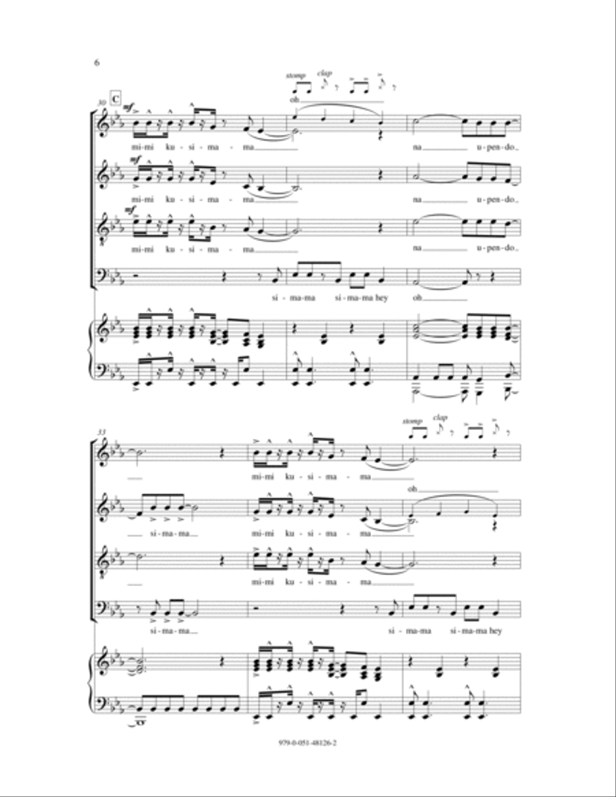 Kusimama (Stand Tall) 4-Part scores gallery preview page 6