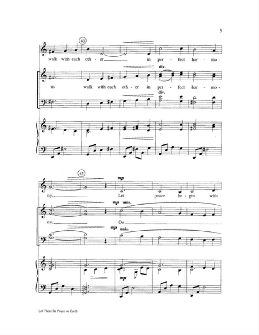 Let There Be Peace on Earth 4-Part scores gallery preview page 5