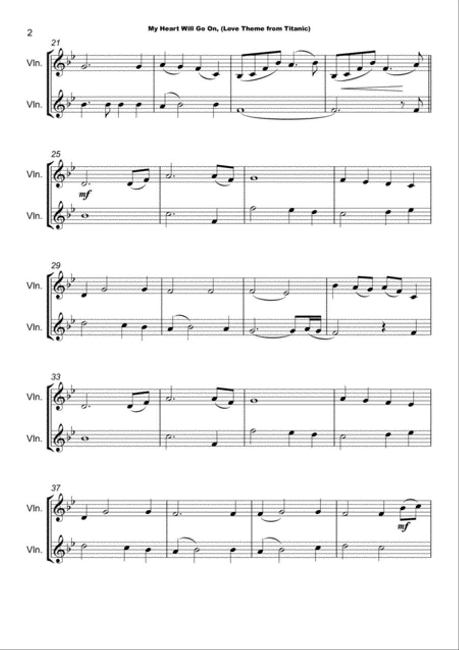 My Heart Will Go On (Love Theme from Titanic) String Duet scores gallery preview page 3