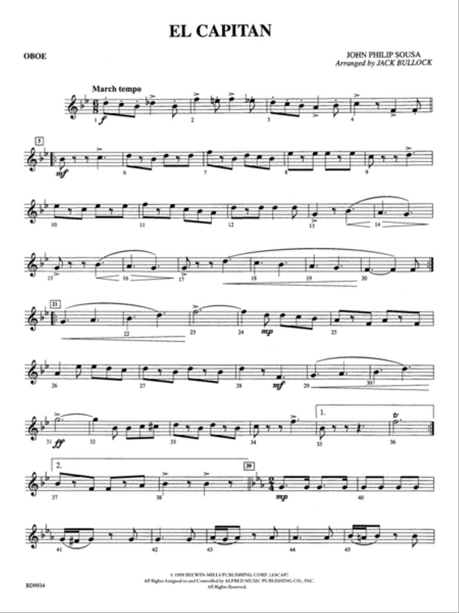 El Capitan: Oboe Concert Band scores gallery preview page 1