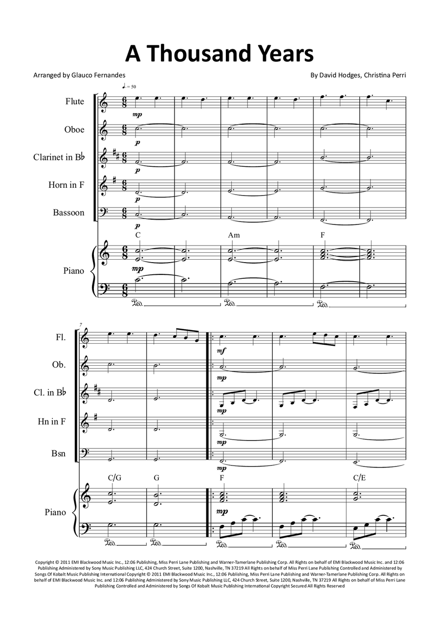 A Thousand Years Woodwind Quintet scores gallery preview page 1