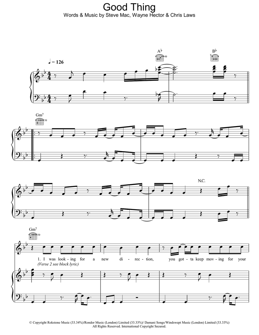 Good Thing Good Thing Piano, Vocal, Guitar scores gallery preview page 1