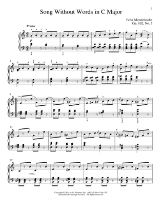 Song Without Words In C Major, Op. 102, No. 3