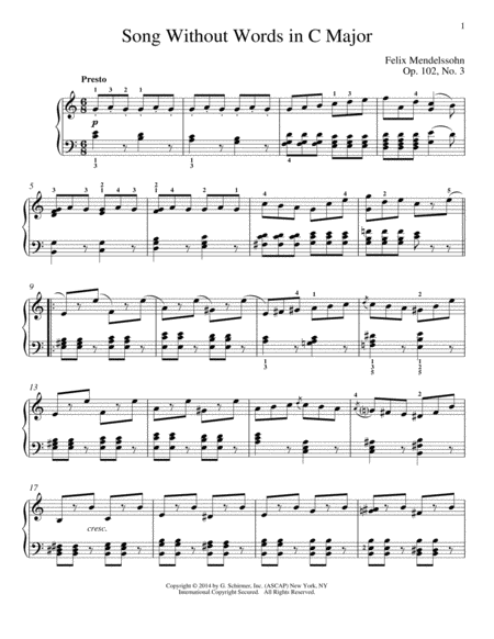 Song Without Words In C Major, Op. 102, No. 3