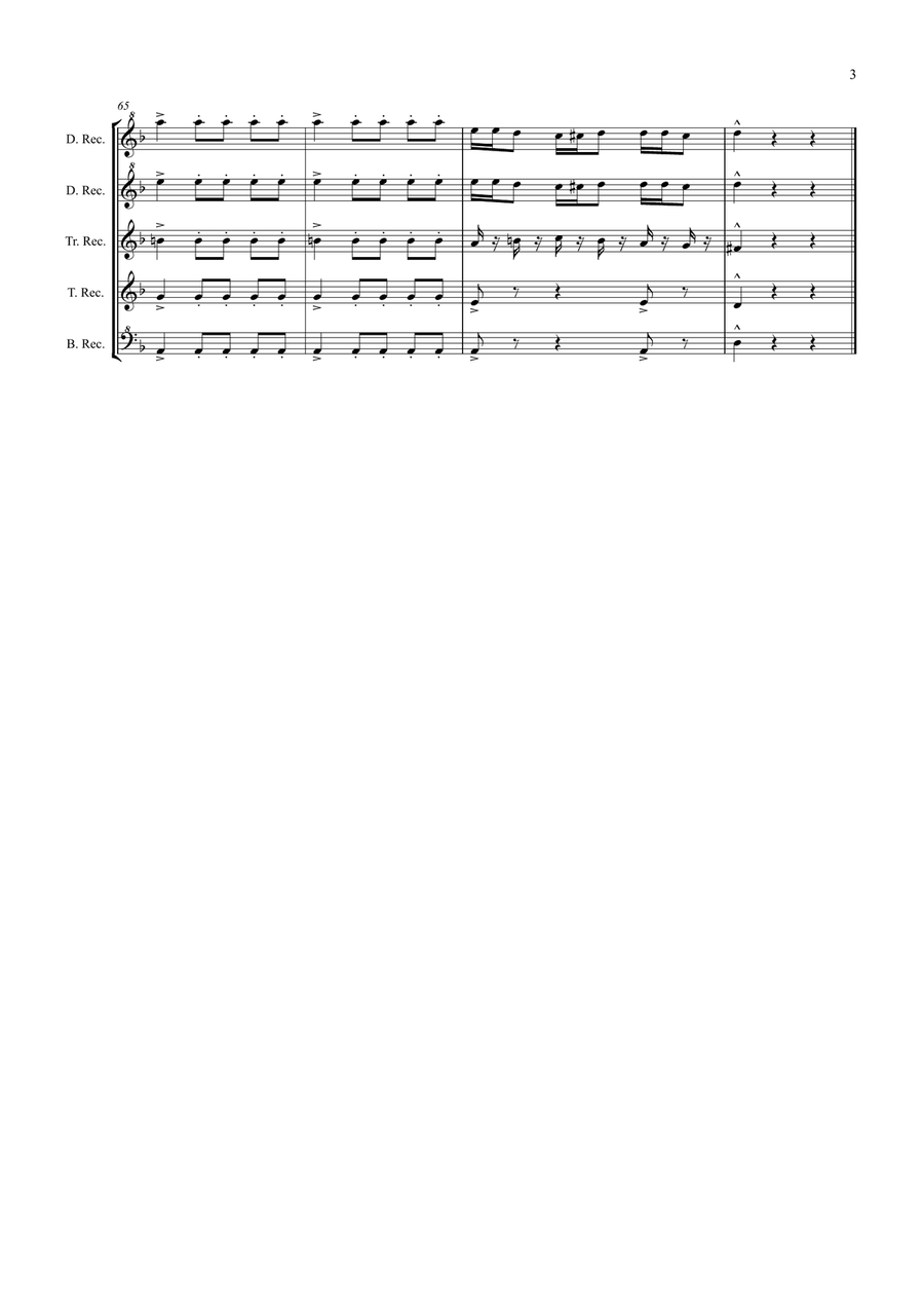 Peter Warlock: Capriol Suite - recorder quintet Soprano Recorder scores gallery preview page 3