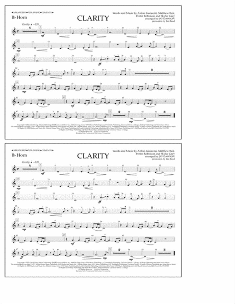 Clarity - Bb Horn Marching Band scores gallery preview page 1