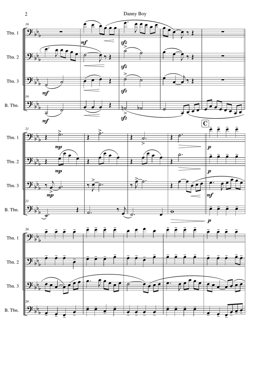 Danny Boy for Trombone Quartet Trombone Quartet scores gallery preview page 2