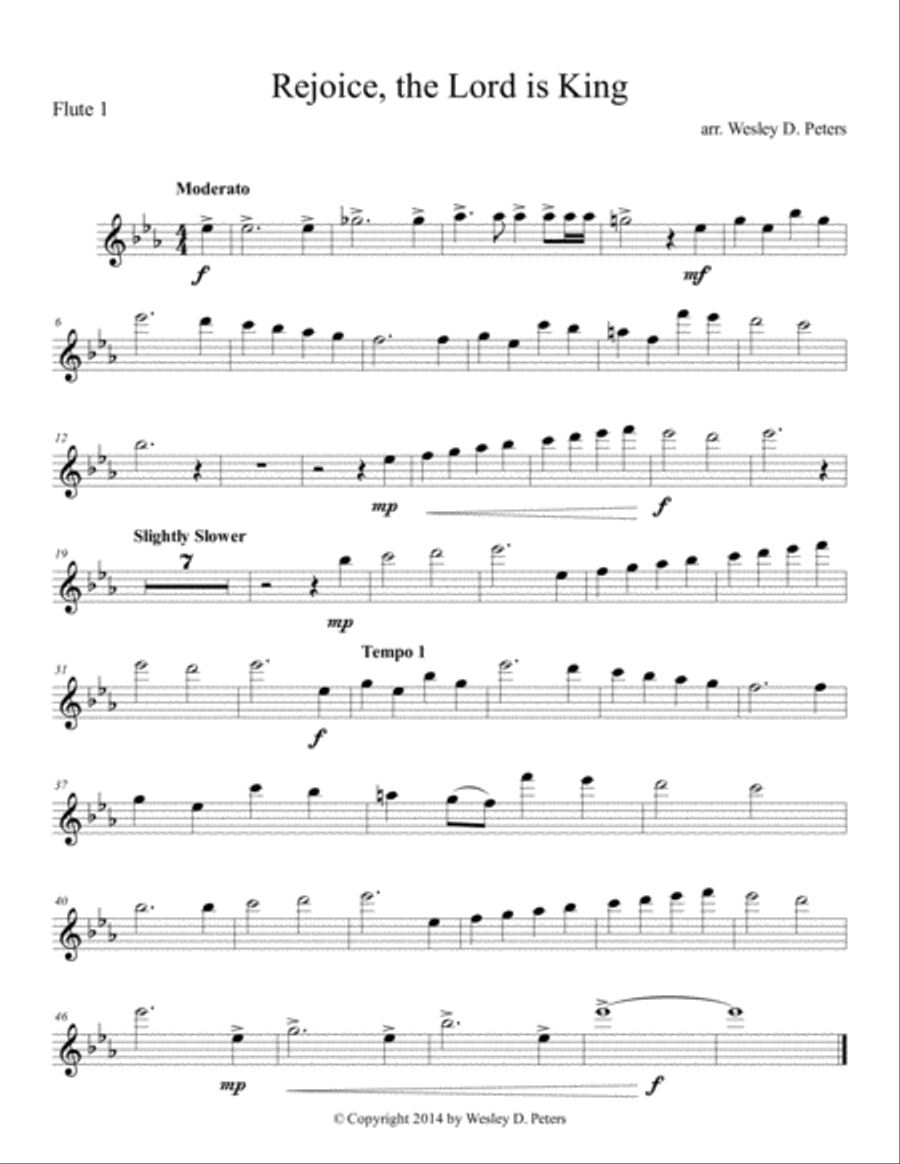 Rejoice, the Lord Is King (Flute Sextet) Flute Choir scores gallery preview page 1