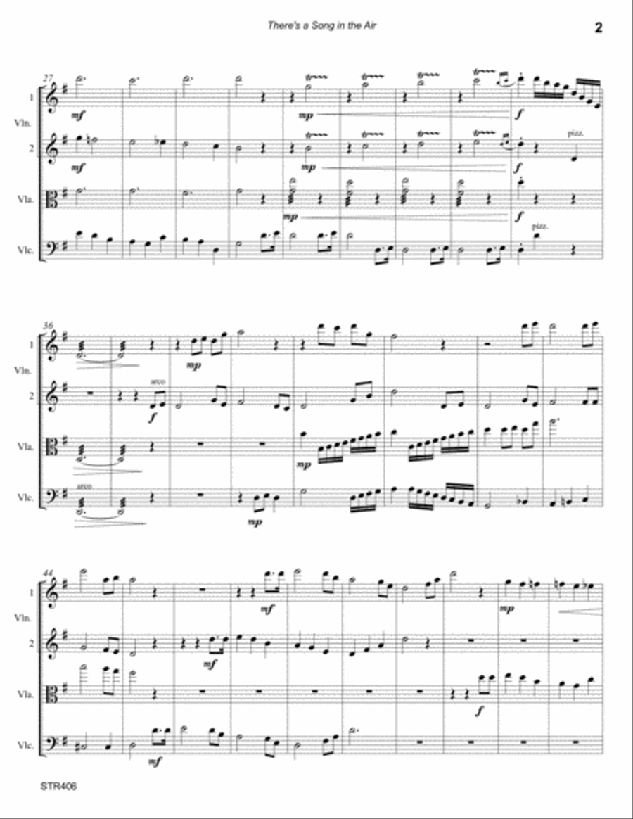 THERE'S A SONG IN THE AIR for unaccompanied STRING QUARTET A Cappella scores gallery preview page 2