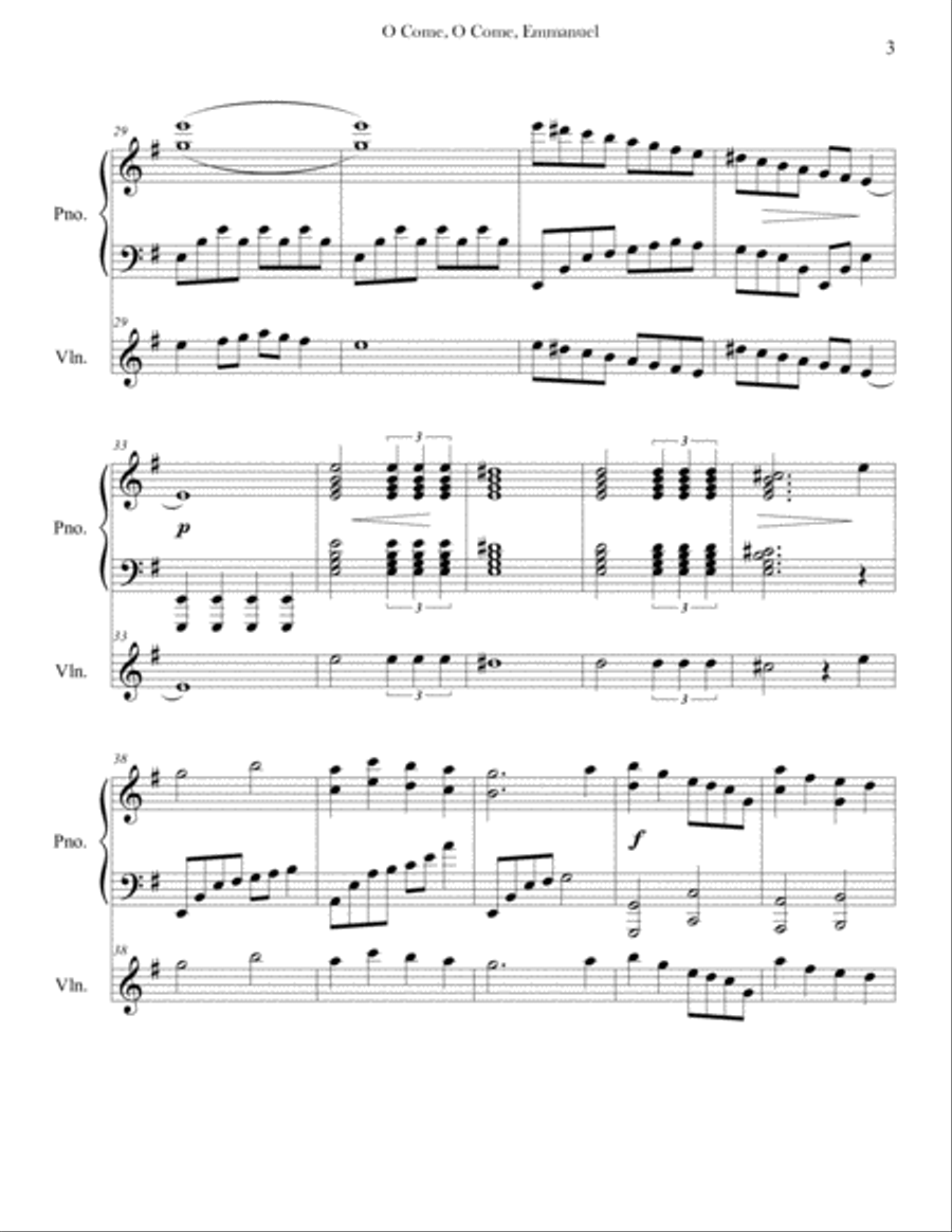 O Come, O Come, Emmanuel (Piano & Violin) O Come, O Come, Emmanuel (Piano & Violin) Violin Solo scores gallery preview page 3