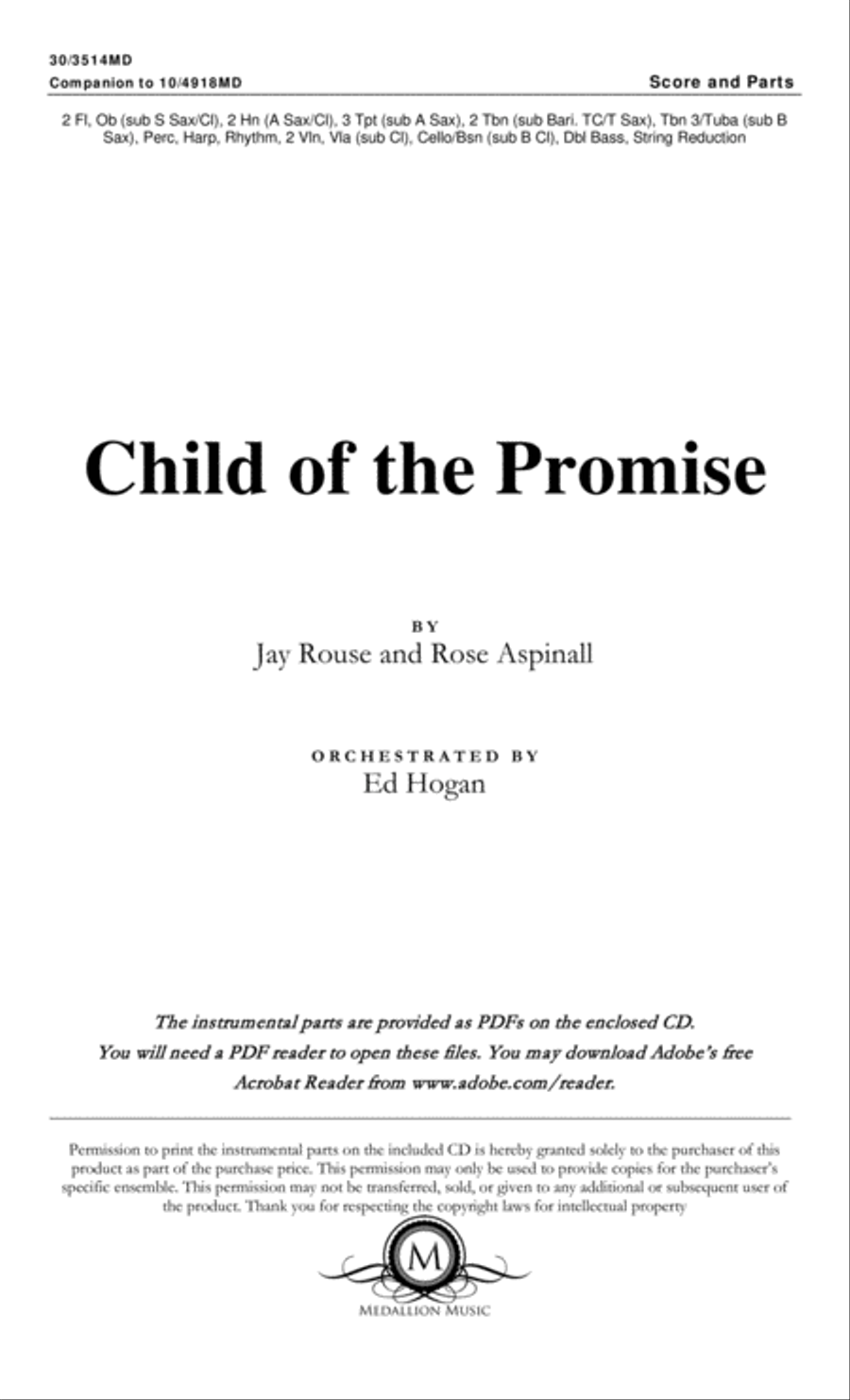 Child of the Promise - Orchestral Score and CD with Printable Parts Choir scores gallery preview page 2