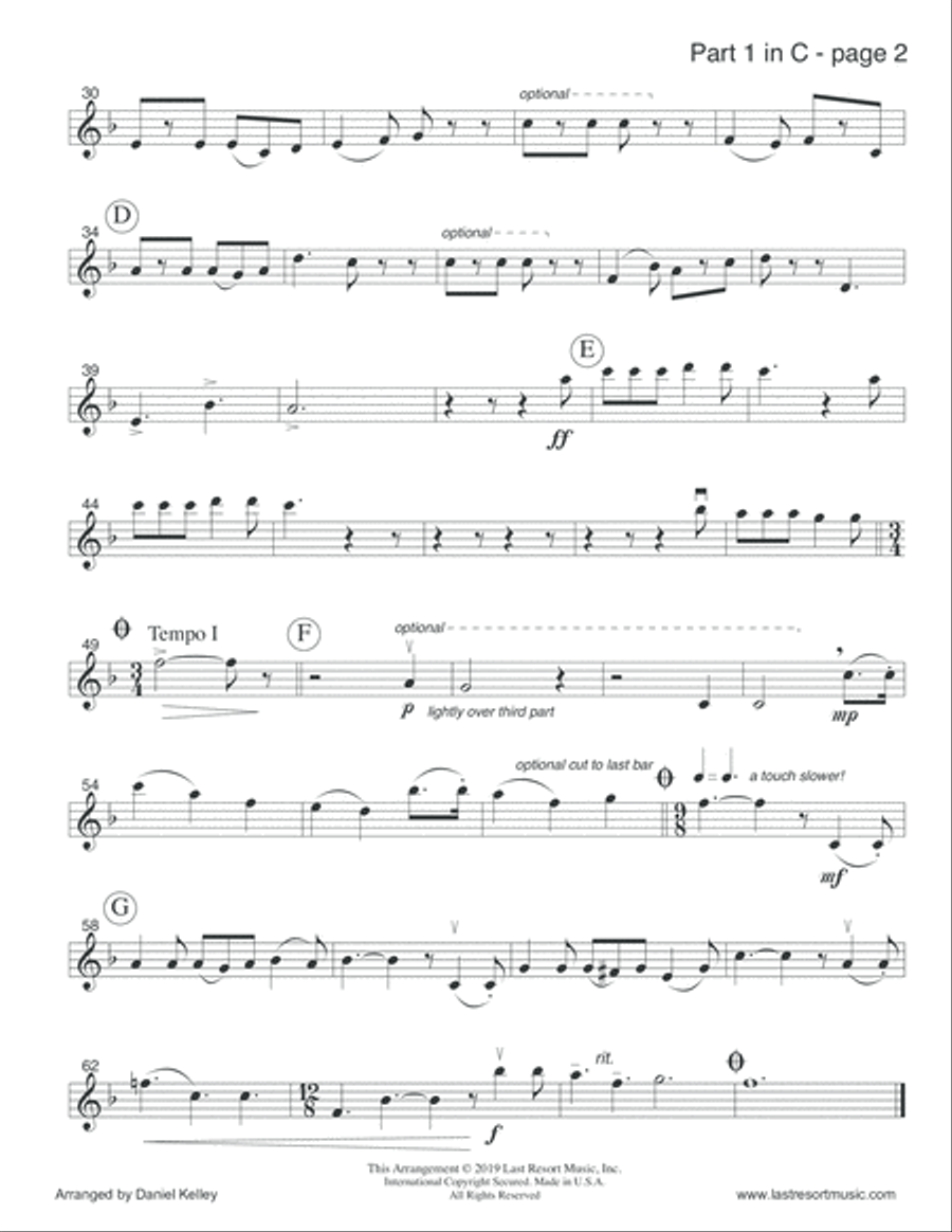 Happy Birthday to You for String Trio (or Wind Trio or Mixed Trio) Music for Three Large Ensemble scores gallery preview page 3