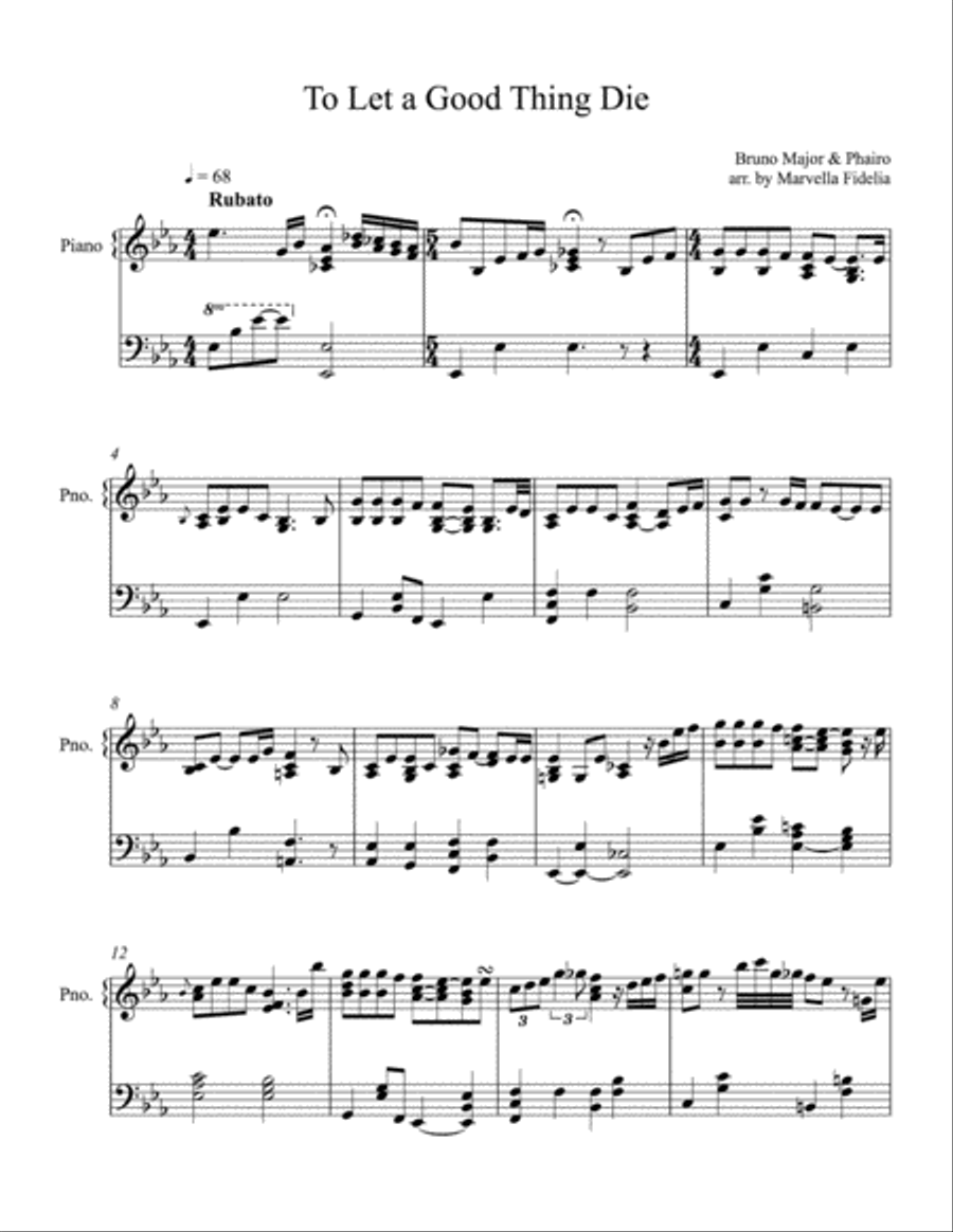To Let A Good Thing Die Piano Solo scores gallery preview page 1