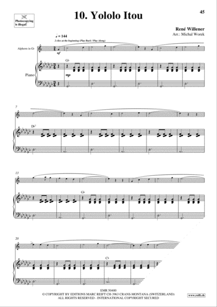20 Alphorn Solos Volume 2 Piano Accompaniment scores gallery preview page 12