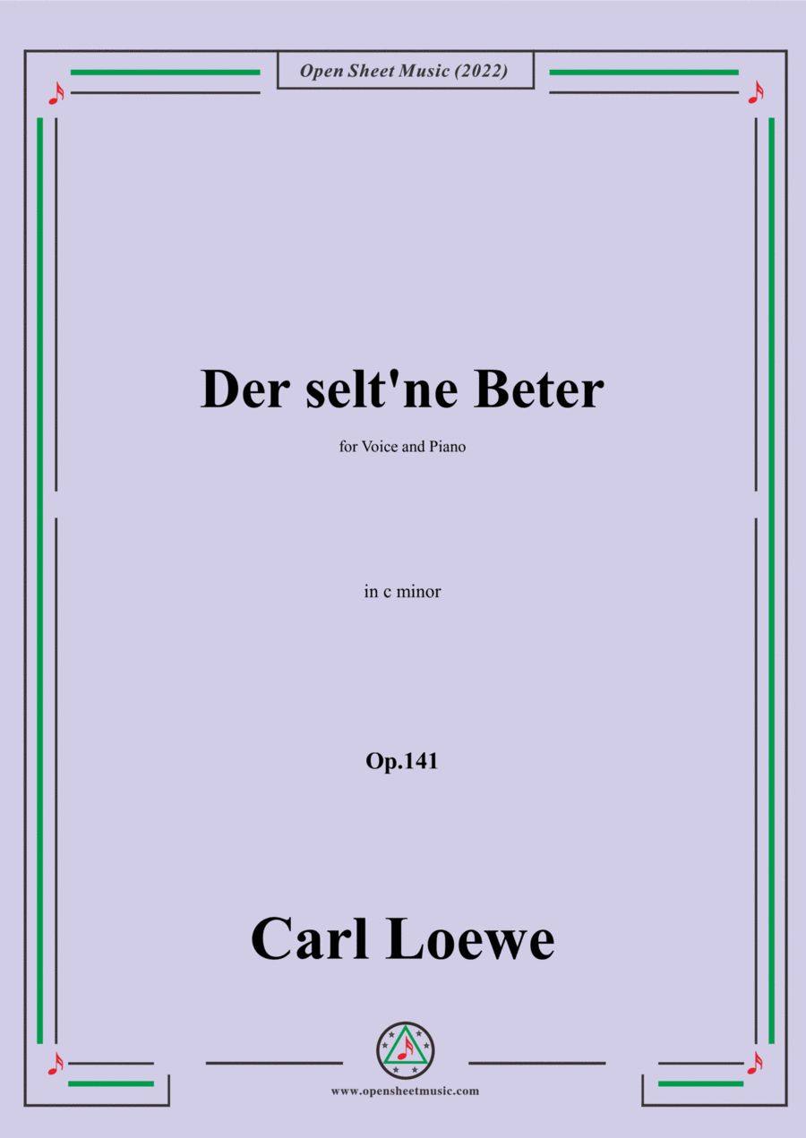 Loewe-Der selt'ne Beter,in c minor,Op.141,for Voice and Piano Voice Solo scores gallery preview page 1