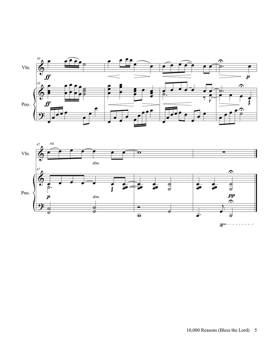 10,000 Reasons (Bless The Lord) Violin Solo scores gallery preview page 6