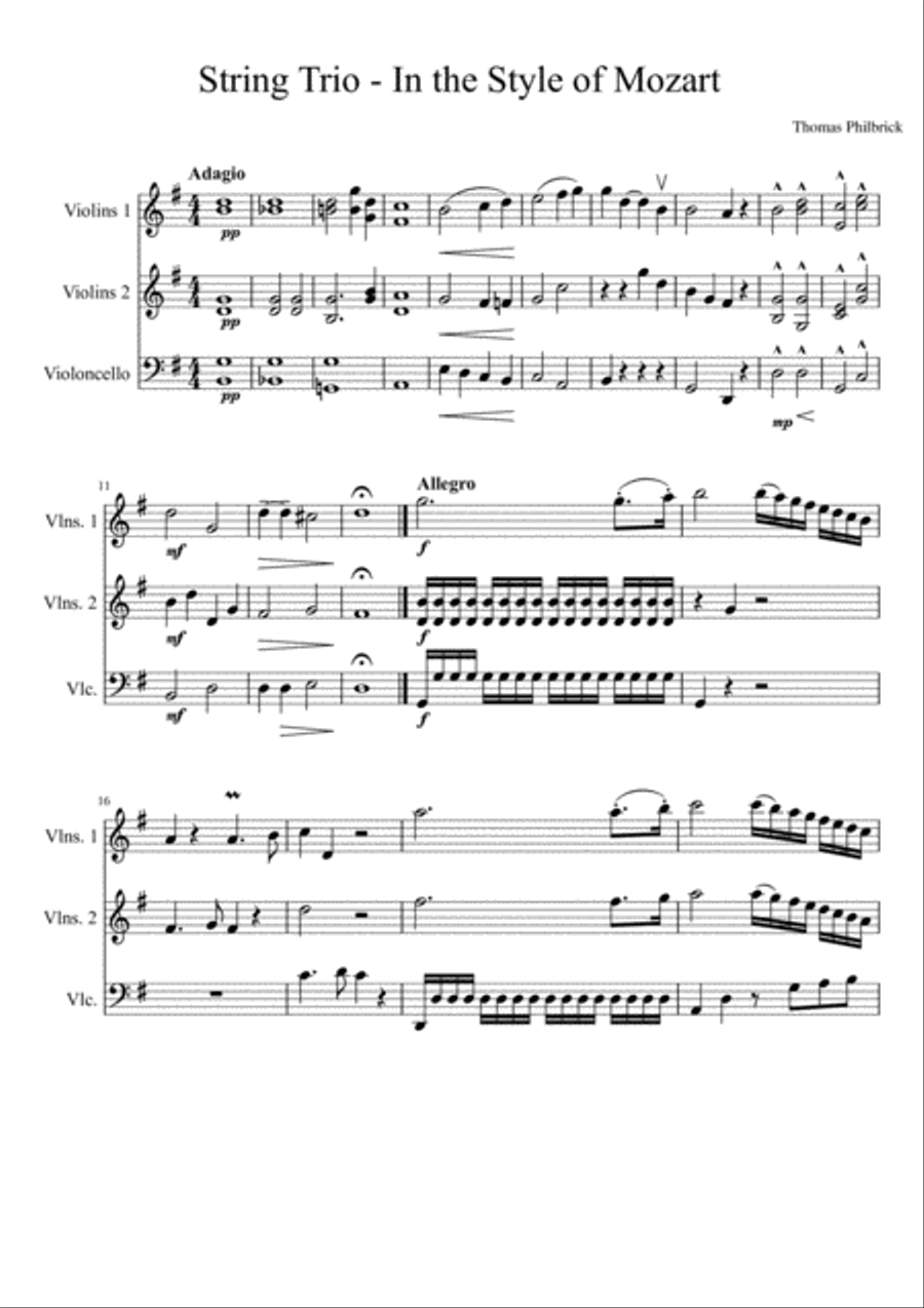 String Trio - In the Style of Mozart String Duet scores gallery preview page 1