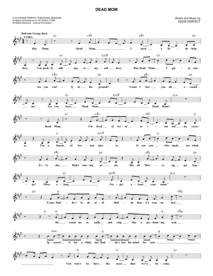Dead Mom (from Beetlejuice The Musical) Piano scores gallery preview page 1