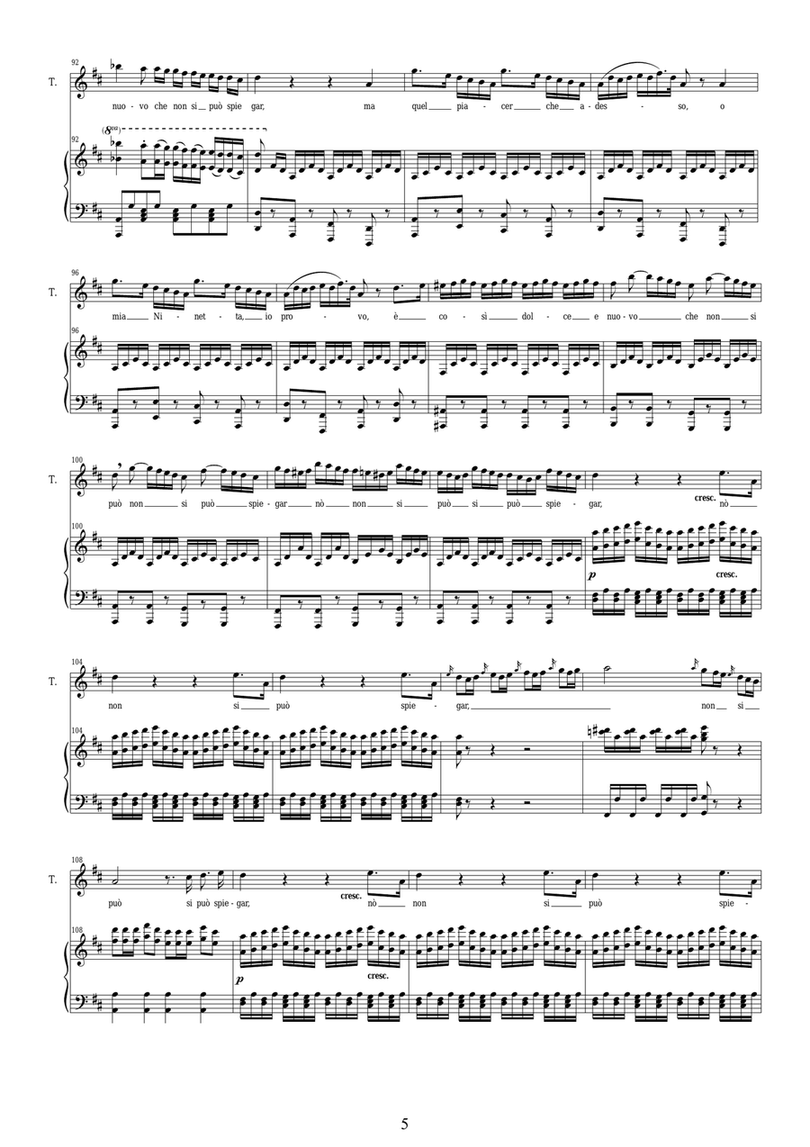 Rossini-La gazza ladra (Act 1s5) Vieni fra queste braccia - tenor and piano Tenor Voice scores gallery preview page 5