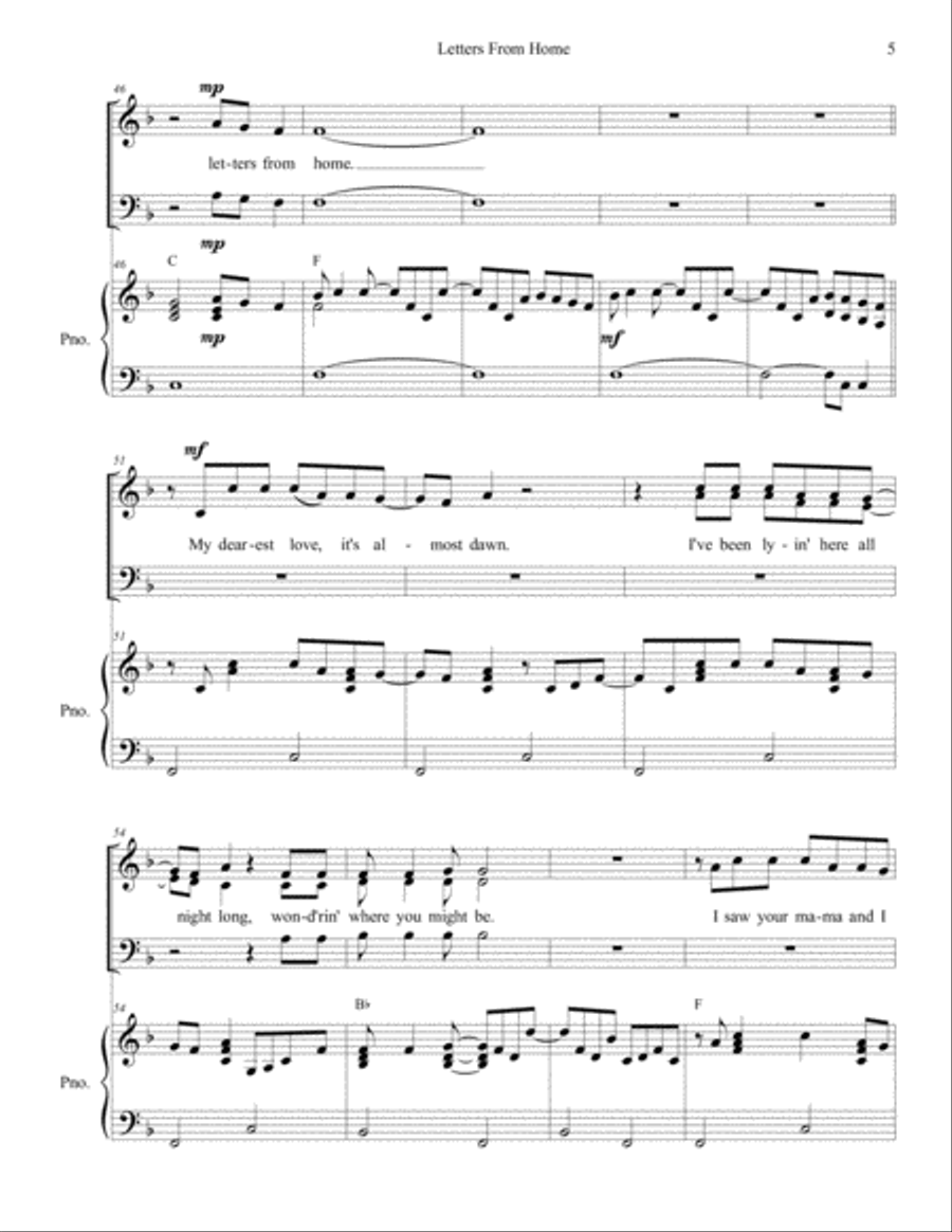 Letters From Home 4-Part scores gallery preview page 5