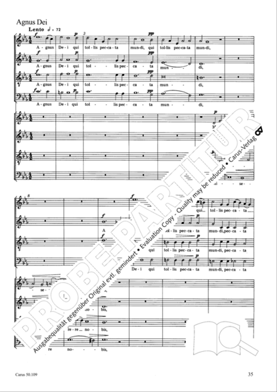 Mass in E flat major (Messe in Es) 4-Part scores gallery preview page 36