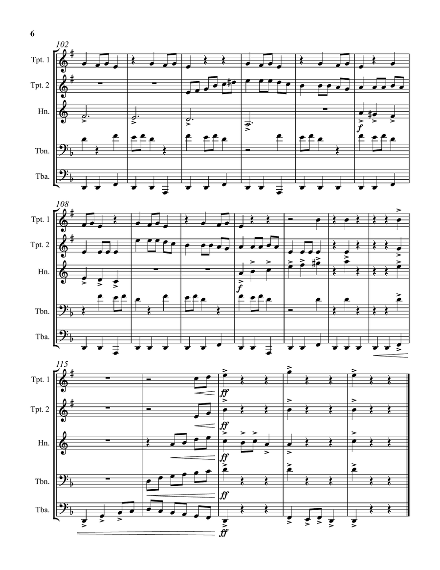 Carol of the Bells Brass Quintet scores gallery preview page 6