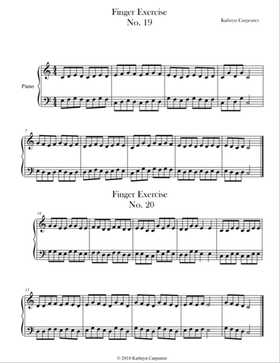 Finger Exercise No. 19 & 20 (Key of C) Piano Method scores gallery preview page 1