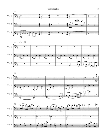 Music in Variations III for Three Cellos Small Ensemble - Digital Sheet Music