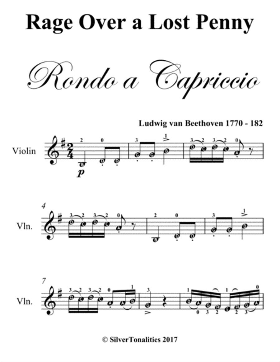 Rage Over a Lost Penny Easy Violin Sheet Music Violin Solo scores gallery preview page 2