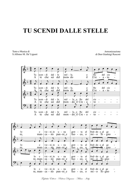 TU SCENDI DALLE STELLE - Arr. for SATB Choir image number null