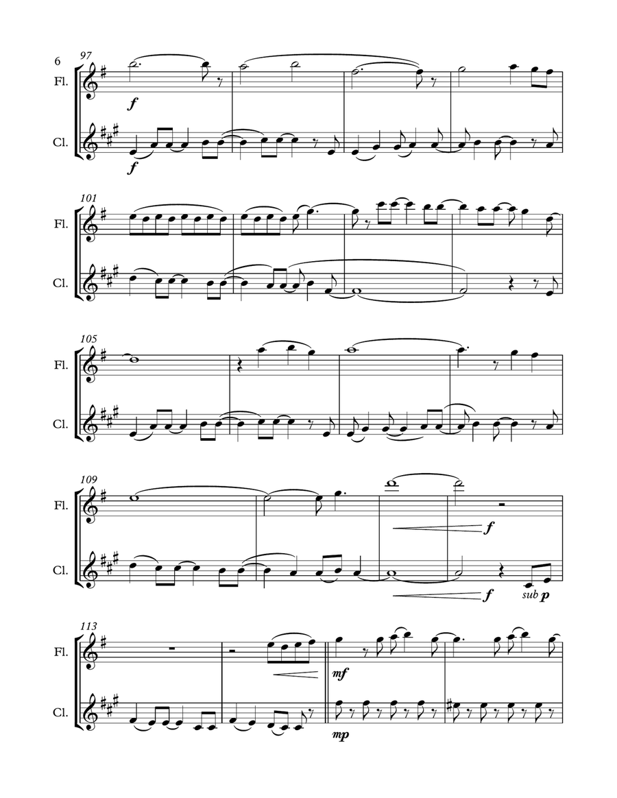 A Million Dreams Woodwind Duet scores gallery preview page 6