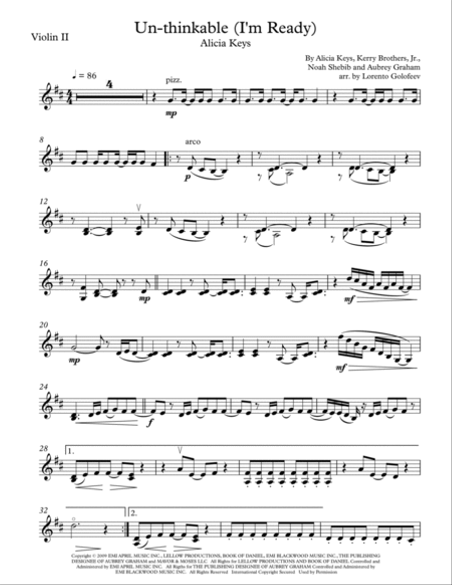 Un-thinkable (i'm Ready) String Quartet scores gallery preview page 3