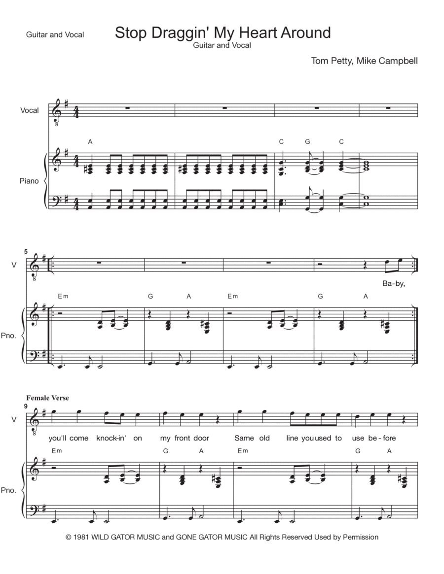 Stop Draggin' My Heart Around Voice scores gallery preview page 1
