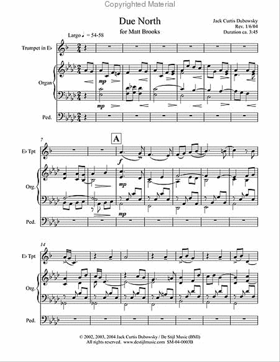 Due North for Eb Trumpet and Organ image number null