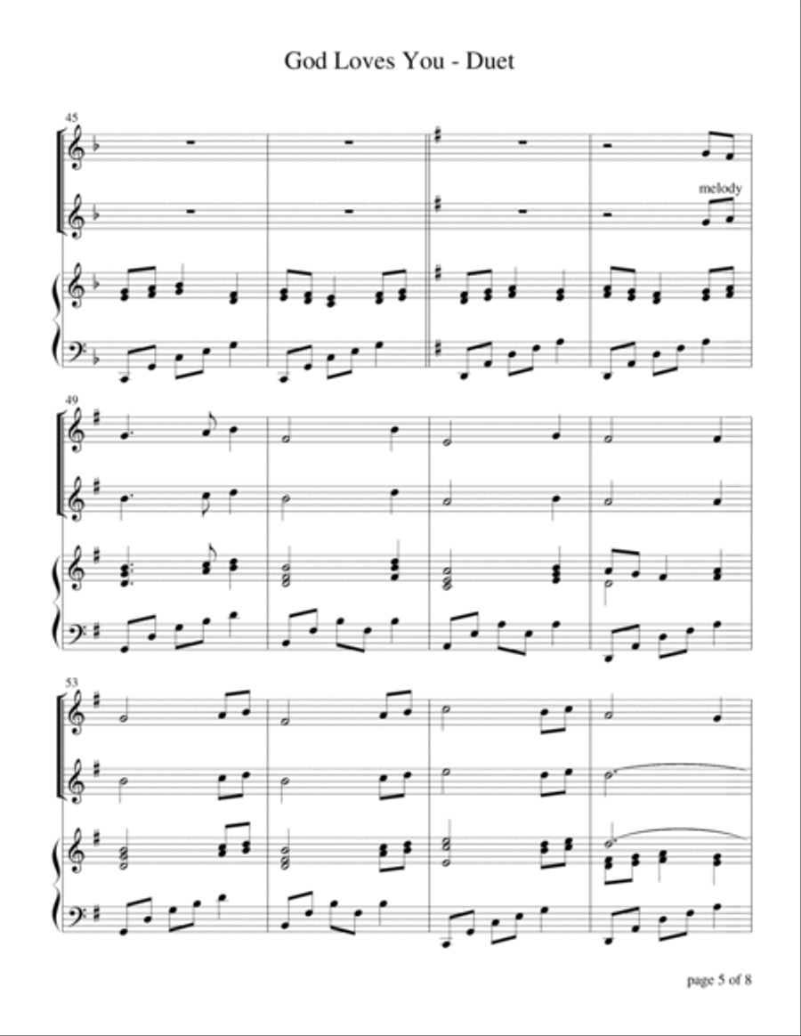 God Loves You (Violin and/or Flute Duet) Flute scores gallery preview page 6