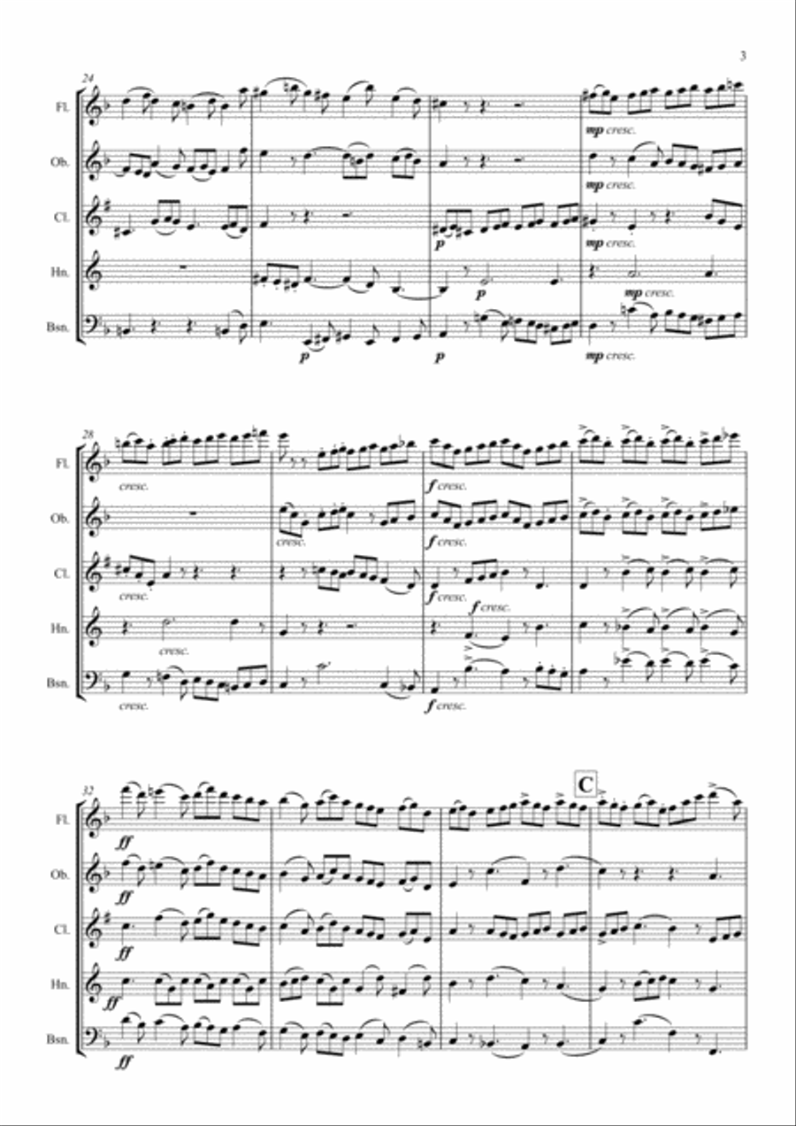 Parry: Lady Radnor's Suite VI. Gigue - wind quintet Woodwind Quintet scores gallery preview page 3