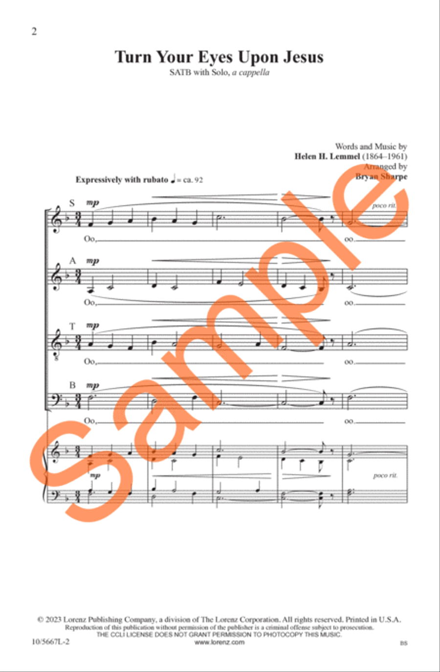 Turn Your Eyes Upon Jesus 4-Part scores gallery preview page 3