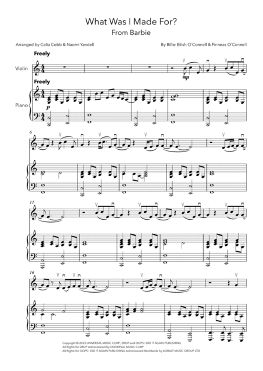 What Was I Made For? What Was I Made For? Violin Solo scores gallery preview page 2