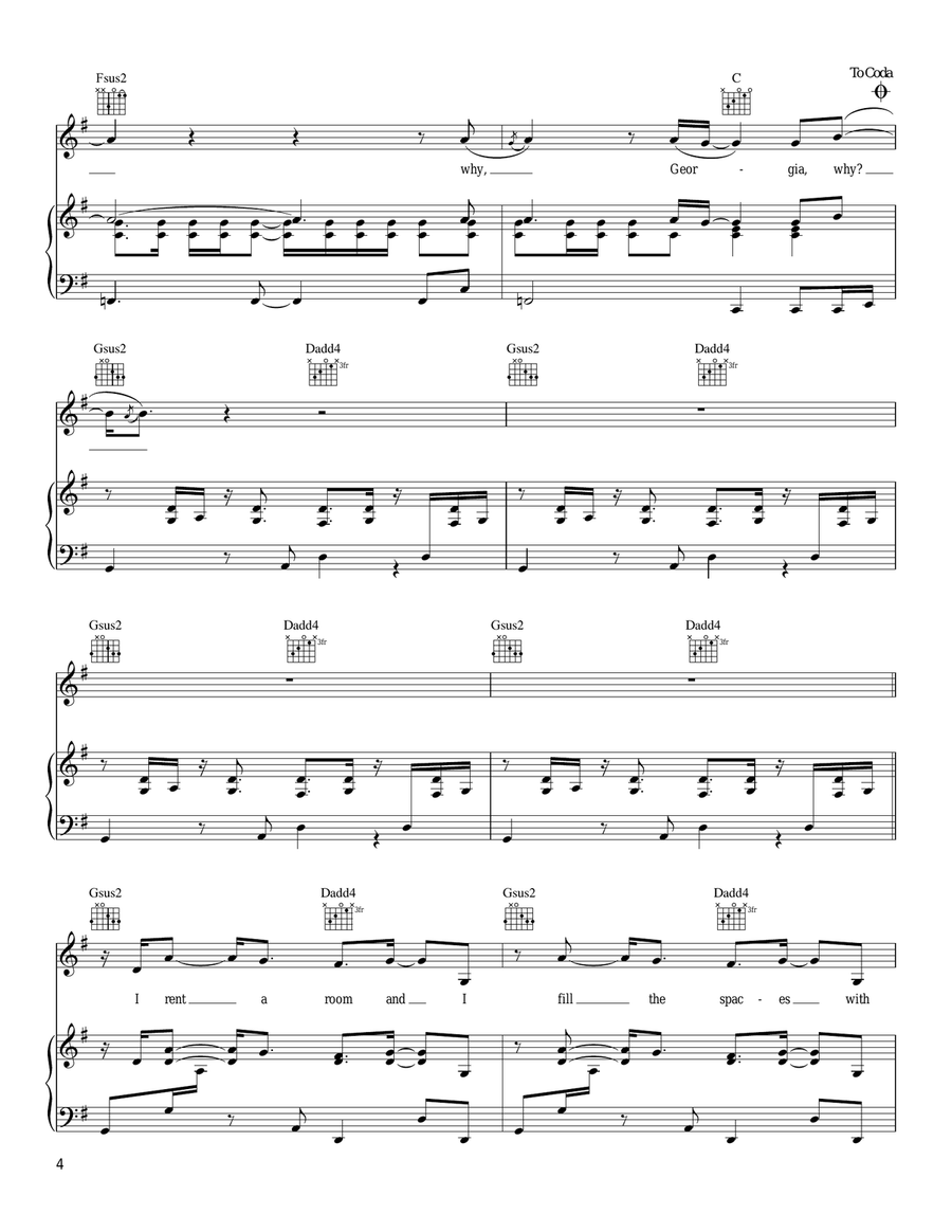 Why Georgia Piano, Vocal, Guitar scores gallery preview page 4