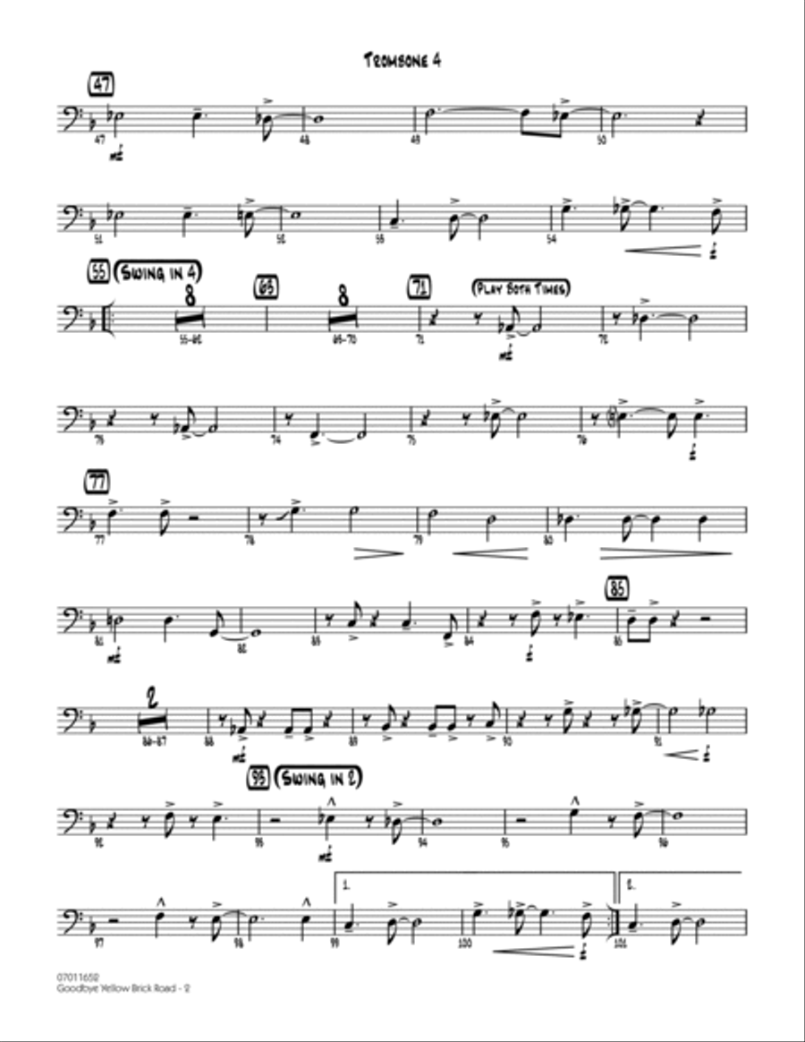 Goodbye Yellow Brick Road - Trombone 4 Trombone scores gallery preview page 2