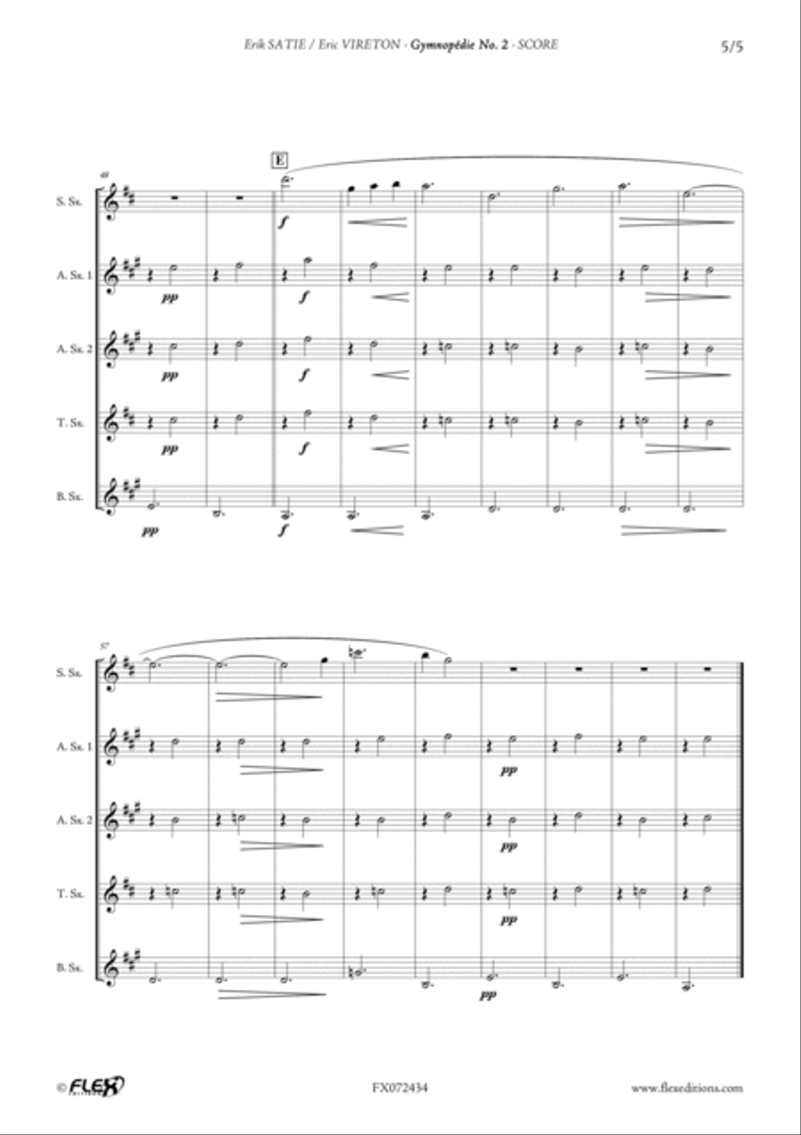 Gymnopedie No. 2 Gymnopedie No. 2 Saxophone Quintet scores gallery preview page 5