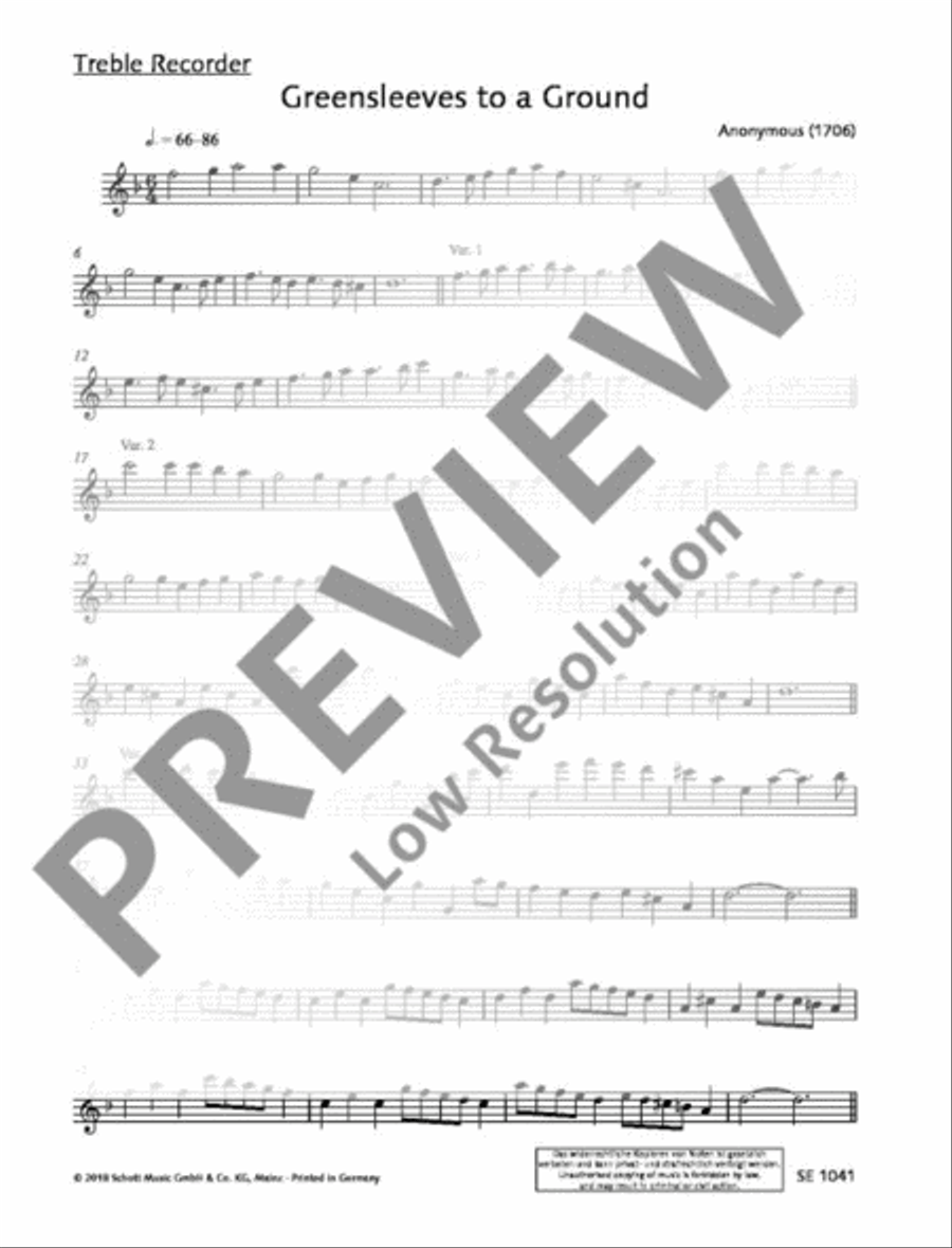 Greensleeves to a Ground Alto Recorder scores gallery preview page 16