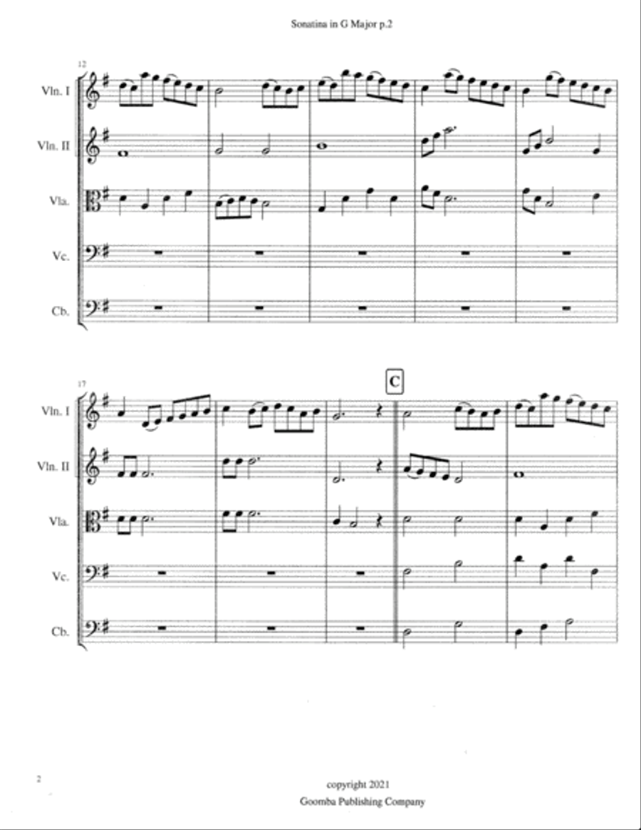Sonatina in G Major String Orchestra scores gallery preview page 6