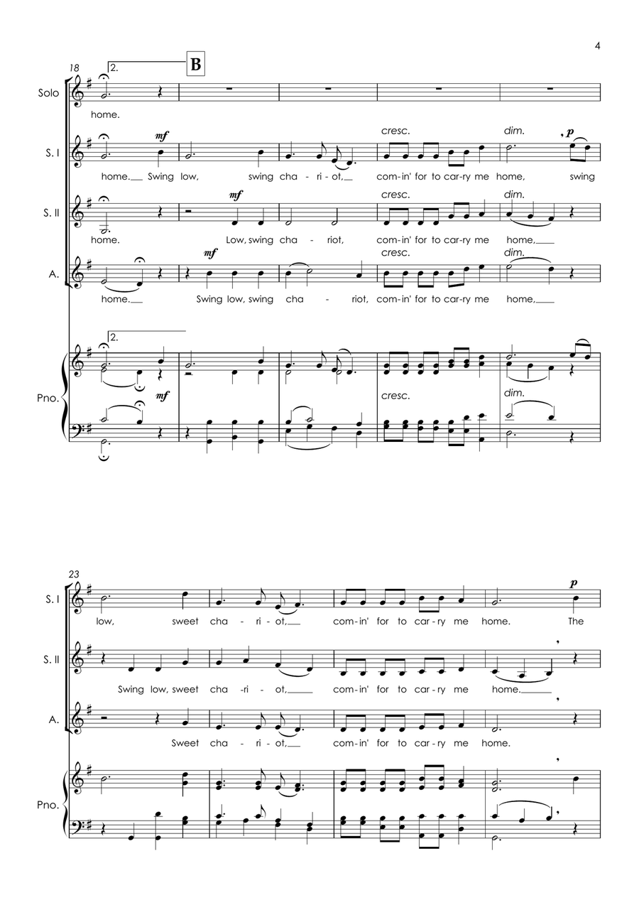 Swing Low, Sweet Chariot - SSA a cappella SSA scores gallery preview page 4