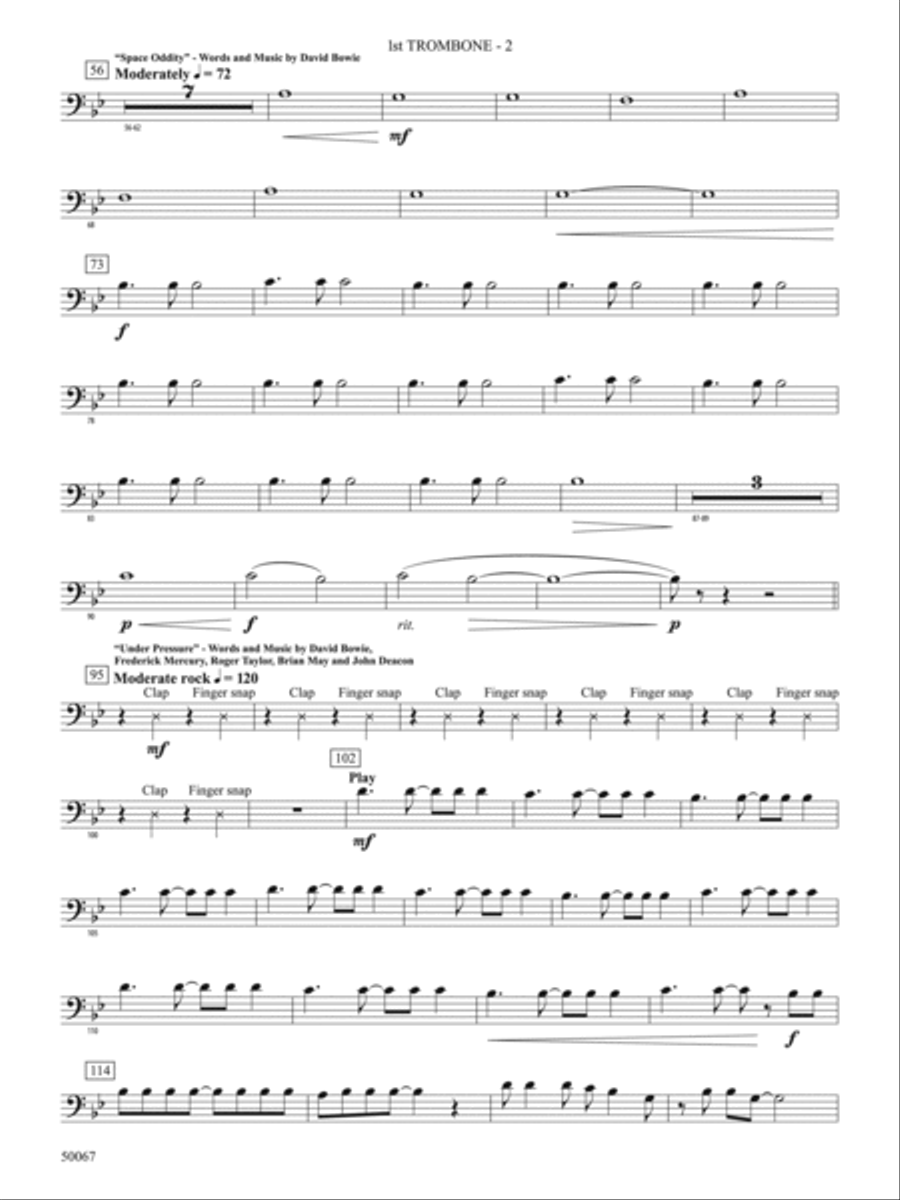 David Bowie: The Hits: 1st Trombone Concert Band scores gallery preview page 2