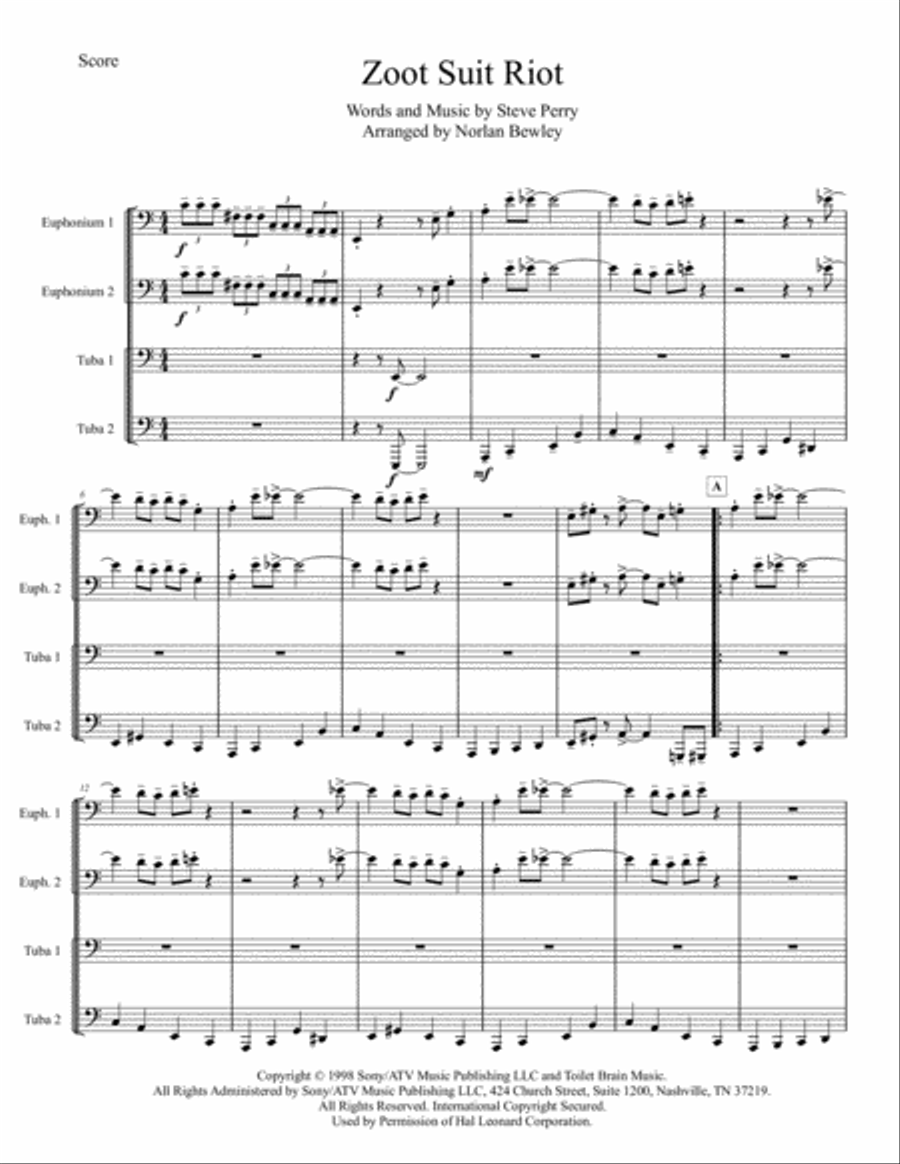 Zoot Suit Riot Zoot Suit Riot Brass Ensemble scores gallery preview page 1