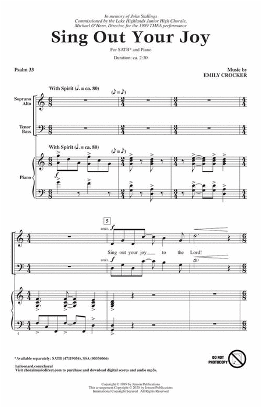 Sing Out Your Joy Sing Out Your Joy 4-Part scores gallery preview page 2
