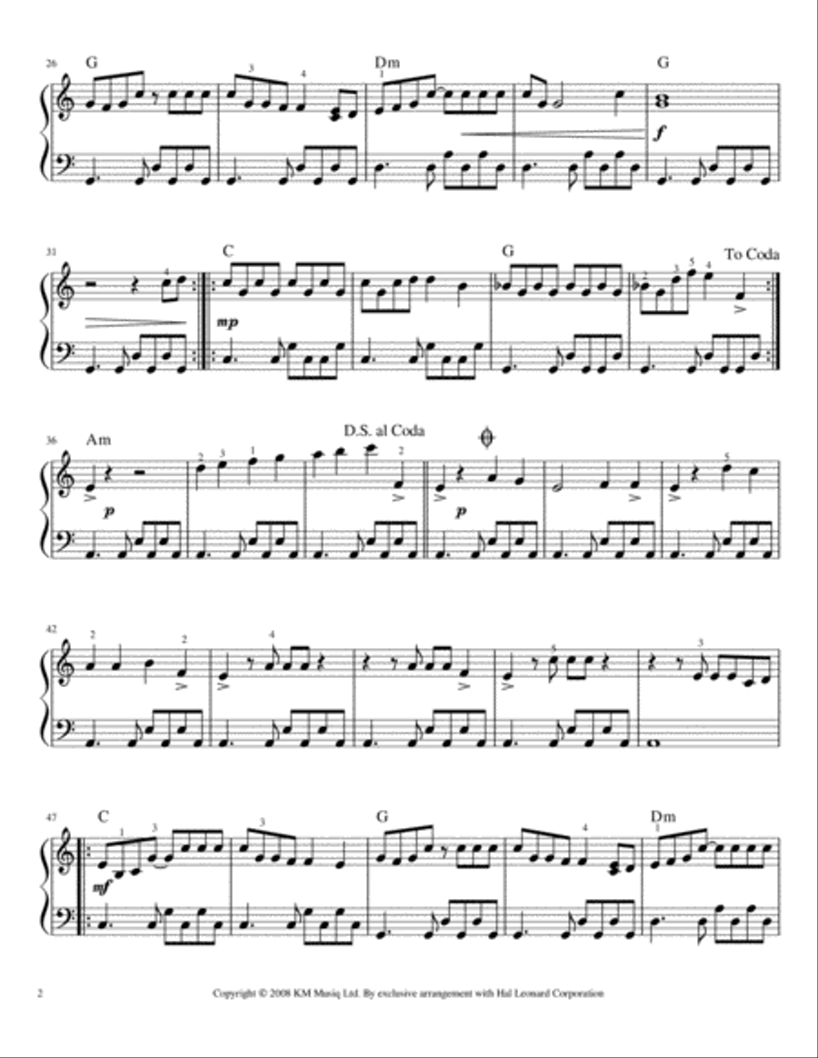 Jai Ho Easy Piano scores gallery preview page 2