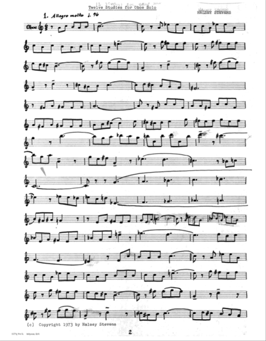 [Stevens] Twelve Studies for Oboe Solo Oboe Solo scores gallery preview page 4